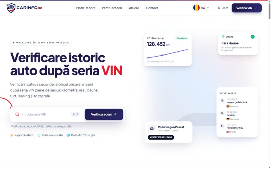 CarInfo.ro — vehicle history check by VIN