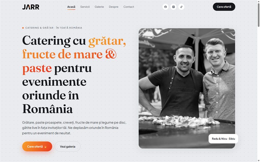 JARR Events home page — event catering